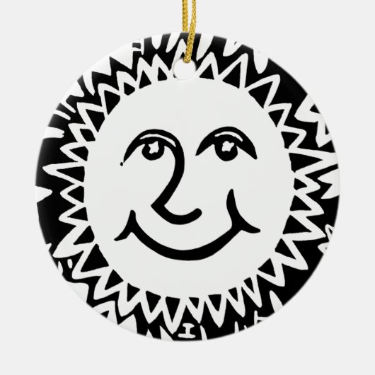 Personalisiertes Sonnenmuster Keramik Ornament (Vorne)