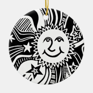 Personalisiertes Sonnenmuster Keramik Ornament