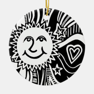 Personalisiertes Sonnenmuster Keramik Ornament
