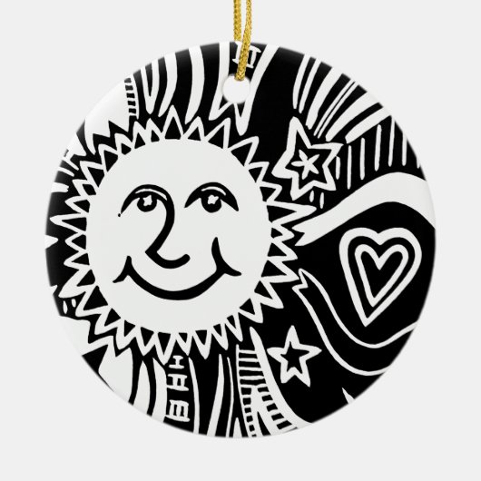 Personalisiertes Sonnenmuster Keramik Ornament (Vorne)