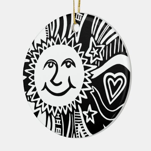 Personalisiertes Sonnenmuster Keramik Ornament (Links)