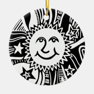 Personalisiertes Sonnenmuster Keramik Ornament