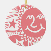 Personalisiertes Sonnenmuster Keramik Ornament (Vorne)