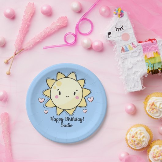 Personalisiertes Sonnenscheinpapier zum Geburtstag Pappteller (Party)