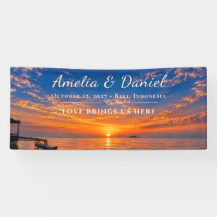Personalisiertes Sonnenuntergangs-Hochzeits-Vinylb Banner