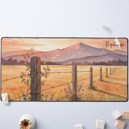 Personalisiertes Sonnenuntergangs-Wildblumenfeld Schreibtischunterlage