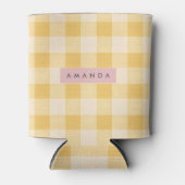 Personalisiertes Sonniges Gelb Gingham Karo Dosenkühler (Vorderseite)