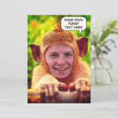 Personalisiertes, sonniges Gesicht im ganzen Affen Einladung (Stehend Vorderseite)