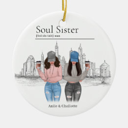 Personalisiertes Soul Schwester Weihnachtsgeschenk Keramik Ornament