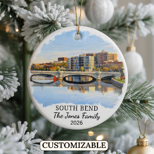 Personalisiertes South Bend-Ornament, individuelle Keramik Ornament