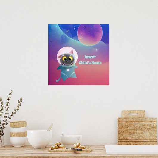 Personalisiertes Space Cat Poster (Küche)