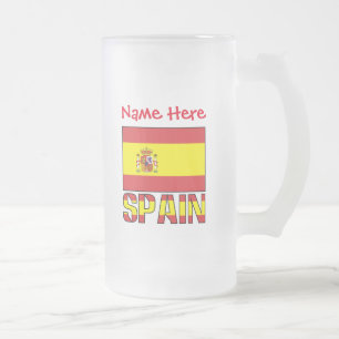 Personalisiertes Spanien-Flagge-Erbstück-Geschenk Mattglas Bierglas