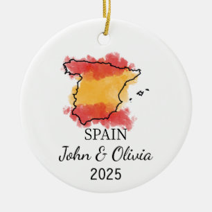 Personalisiertes Spanien-Ornament, Spanien-Flagge- Keramik Ornament