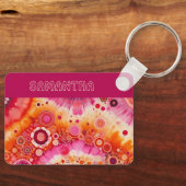 Personalisiertes Spaß Retro Orange Hot Pink Kunstm Schlüsselanhänger (Vorderseite)