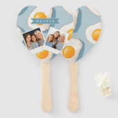 Personalisiertes Spiegelei-Muster Lustig Blau Komi Fächer (Vorne und Hinten)