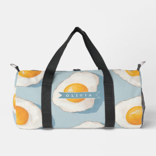 Personalisiertes Spiegelei-Muster Spaß Blau Lustig Duffle Bag