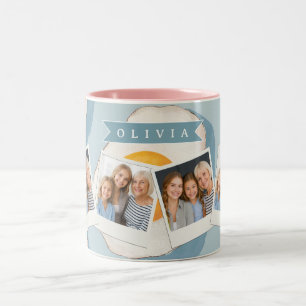 Personalisiertes Spiegelei-Muster Spaß Blau Lustig Zweifarbige Tasse