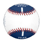 Personalisiertes Spieler-Team-Logo Blau Baseball (Rückseite)