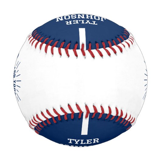 Personalisiertes Spieler-Team-Logo Blau Baseball (Rückseite)