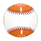 Personalisiertes Spieler-Team-Logo Orange Baseball (Rückseite)
