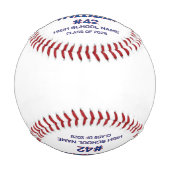 Personalisiertes Spielername-Foto Baseball (Rückseite)