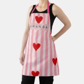 Personalisiertes Spielzeug-Rotes Herz & Rosa Strei Schürze (InSitu)