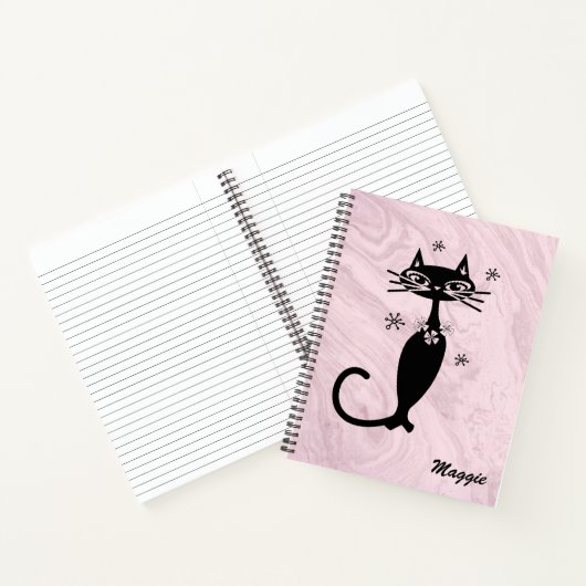 Personalisiertes SpiralNotebook mit rosa Retro-Ato Notizblock (Innenseite)