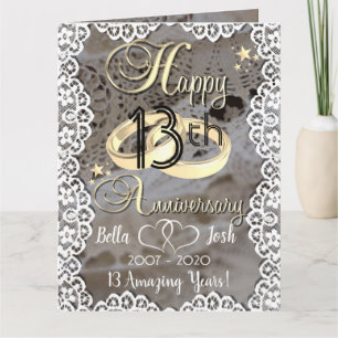 Personalisiertes Spitzenthema 13. Hochzeitstag Karte