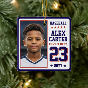 Personalisiertes Sport-Tausch-Karten-Ornament, Fot Keramikornament