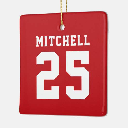 Personalisiertes Sportrot Keramikornament (Links)