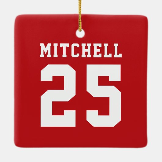 Personalisiertes Sportrot Keramikornament (Rückseite)