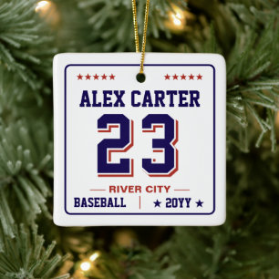 Personalisiertes Sporttrikotnummer-Ornament, Sport Keramikornament