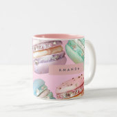 Personalisiertes sprudelndes Pastell-Macaron-Glück Zweifarbige Tasse (VorderseiteRechts)