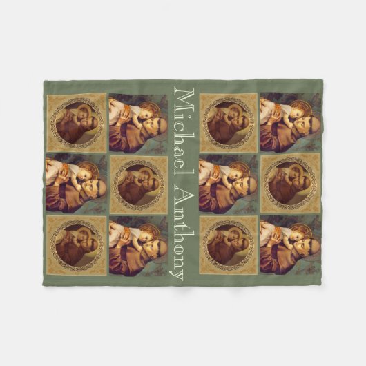 Personalisiertes St Anthony von Padua u. von Kind Fleecedecke (Vorderseite (Horizontal))