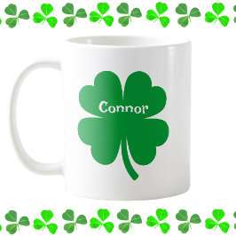 Personalisiertes St. Patrick's Day Kleeblatt Kaffeetasse