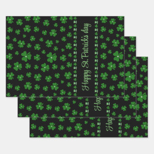 Personalisiertes St. Patrick's Day Shamrock auf Sc Geschenkpapier Set