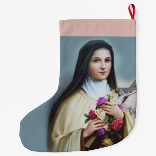 Personalisiertes St. Therese die kleine Blume Großer Weihnachtsstrumpf (Rückseite)
