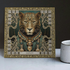 Personalisiertes Stamm Jaguar Spirit Altarpiece Fliese