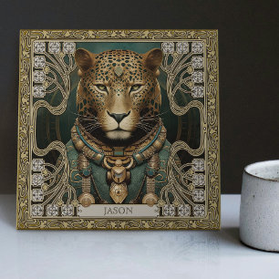 Personalisiertes Stamm Jaguar Spirit Altarpiece Fliese