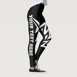 Personalisiertes Stammesstern-Design Schwarz und W Leggings