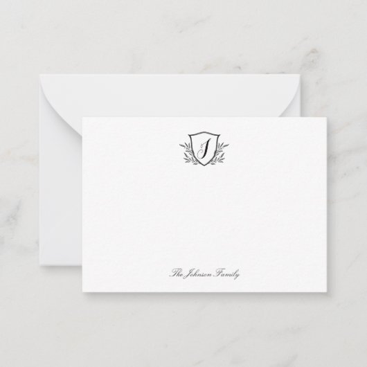 Personalisiertes Stationery Monogram-Wappen Mitteilungskarte (Vorderseite)