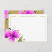 Personalisiertes Stationieren in Pink Floral Mitteilungskarte (Vorne/Hinten)