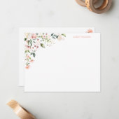Personalisiertes Stationieren in Pink Floral Mitteilungskarte (Vorderseite/Rückseite Beispiel)