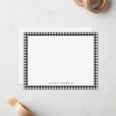 Personalisiertes Stationiermuster aus Schwarzgingh Mitteilungskarte (Vorderseite/Rückseite Beispiel)