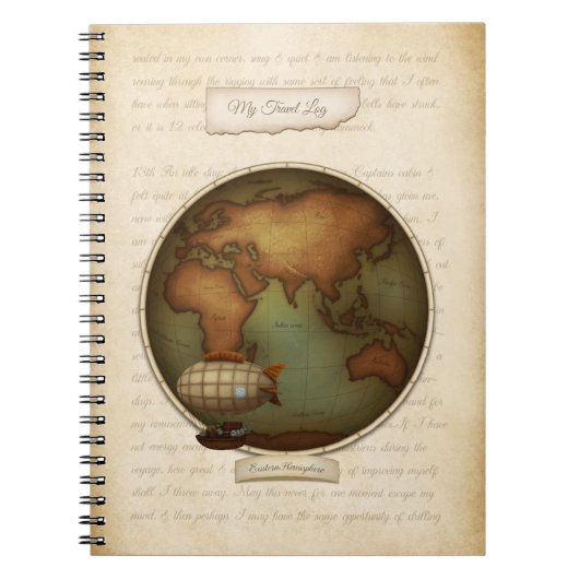 Personalisiertes Steampunk Map Journal Travel Log Notizblock (Vorderseite)