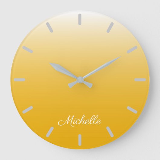 Personalisiertes Steigung ombre Gelb Große Wanduhr (Vorderseite)
