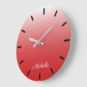 Personalisiertes Steigung ombre Rot Große Wanduhr (Winkel)