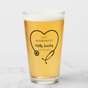 Personalisiertes Stethoskop Glückliches Renten-Ges Glas