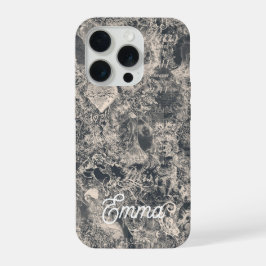 Personalisiertes stilvolles schwarzes Pariser Toil iPhone 15 Pro Hülle