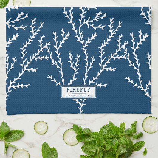 Personalisiertes, stilvolles Seetang-Muster Aquama Geschirrtuch (Gefaltet)